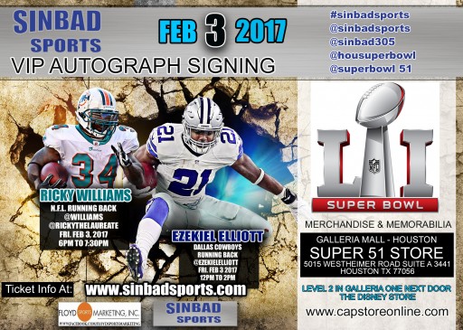 Ezekiel Elliott and Ricky Williams VIP Autograph Signing in Houston