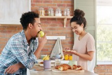 Couple Eating Breakfast Together