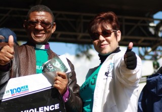 Exective Director Drug-Free World South Africa gives the march a thumbs up.