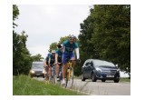 Cylco-Run volunteers on a country road in the Czech Republic, where they are promoting healthy, active, drug-free living in towns and cities across the nation.