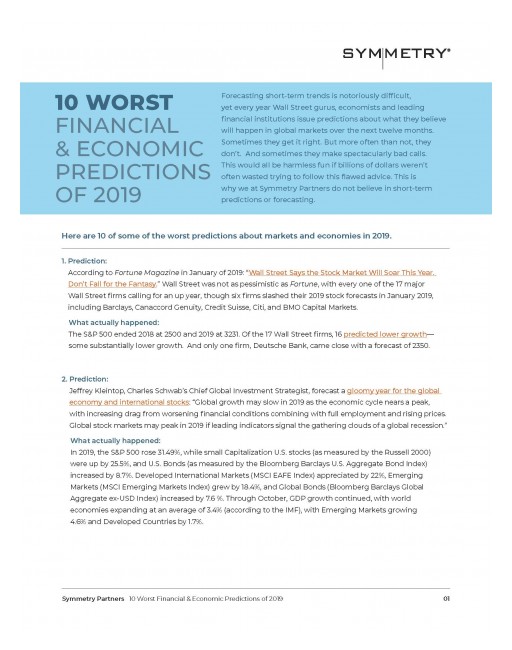 Symmetry Partners Releases 10 Worst Financial & Economic Predictions of 2019