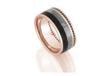 Distinctly Johan Meteorite, Dinosaur Bone and Black Diamond Eternity Wedding Ring 