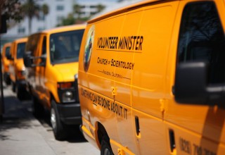 Volunteer Ministers vans line up to be loaded with emergency supplies and head for Texas.