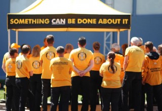 Volunteer Ministers deploying to Texas from Los Angeles are briefed.