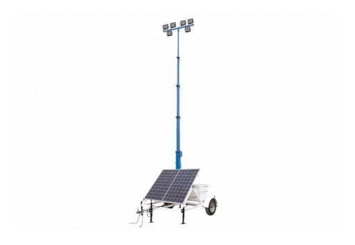 Larson Electronics Releases 300W Solar LED Light Tower, 7.5-Foot Trailer, 30-Foot Tower, Backup LPG Generator