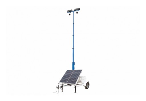 Larson Electronics Releases 30' Solar Light Tower, 4 LEDs, 2 Cameras, 14' Trailer, 4kW Diesel Generator