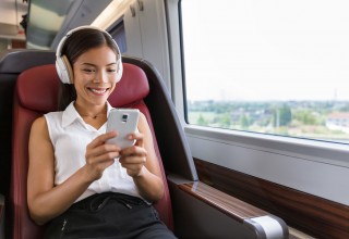 Woman on phone smiling