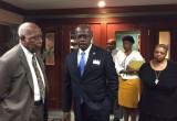 Deacon Joe Beasley, DA Paul Howard, Jr., and Freda Waiters (Front L to R)