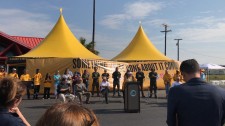  Joava Good, Deputy National Director of Churches of Scientology Disaster Response, at the ceremony at Aransas County Airport welcoming the Something CAN Be Done About It convoy filled with materials to rebuild local homes.