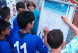 Young athletes who competed in the Drug-Free World tournament in Brescia, Italy, signed a pledge to live drug-free.