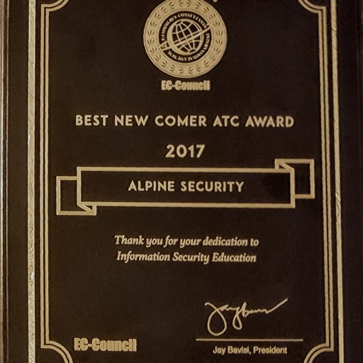 EC-Council Awards Alpine Security as '2017 Best Newcomer ATC' for North America