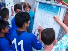 Young athletes who competed in the Drug-Free World tournament in Brescia, Italy, signed a pledge to live drug-free.