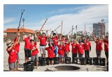 Connor and a team of MicroActivist kids at a beach cleanup