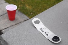 Brushed Silver Slap Cap Trick Shot Bottle Opener