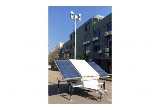 Larson Electronics Releases Solar LED Light Tower, (2) 300W Panels, 21.3', (4) 50W LED Fixtures