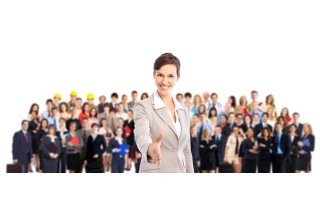 Large Group Of Business People With Woman Forerunner