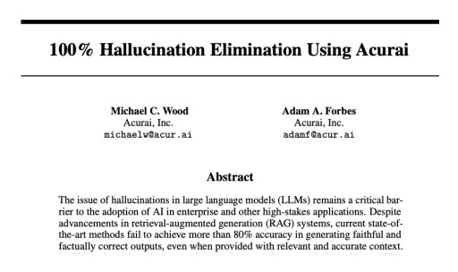 Acurai Publishes Historic Research Study: 100% Hallucination Elimination in AI Using Independent, Third-Party Benchmark