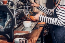 Coffee Shop Worker Making Coffee