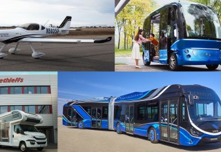 Image Source: Top Left - Bye Aerospace, Top Right - Apolong Robot Shuttle, Bottom Left - Dethleffs Iveco solar RV, Bottom Right - Iveco Crealis