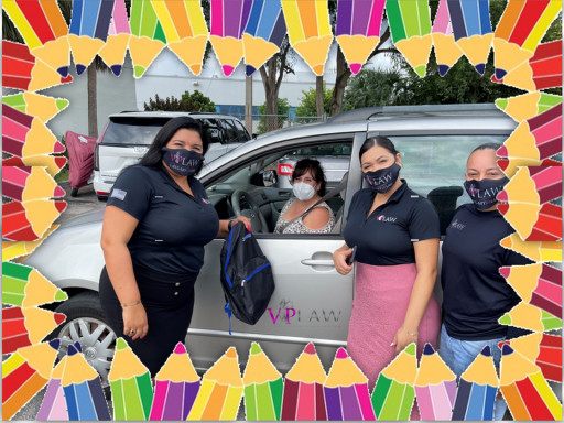 Vanessa Perez From VP Law Teams Up With Ruben Dario Middle School to Give Away Backpacks to Those Who Need It Most