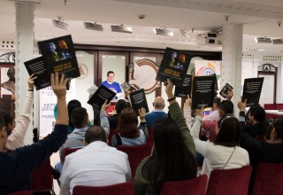 Attendees received copies of the Youth for Human Rights educational materials.