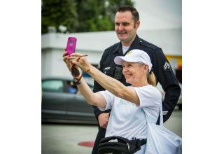 Stopping for a selfie with a new friend 