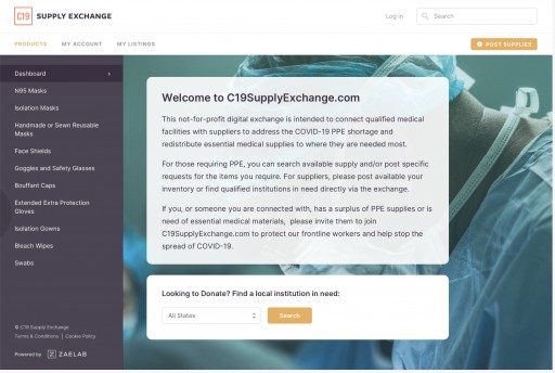 Zaelab Launches C19SupplyExchange.com to Facilitate Movement of Essential Medical Protective Equipment in War Against COVID-19