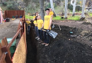 The Volunteer Ministers dug trenches to protect the property from future rainstorms and mudslides.