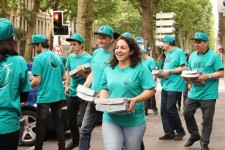 Drug-Free World volunteers picked up stacks of drug education booklets to hand out at the Euro 2016 games