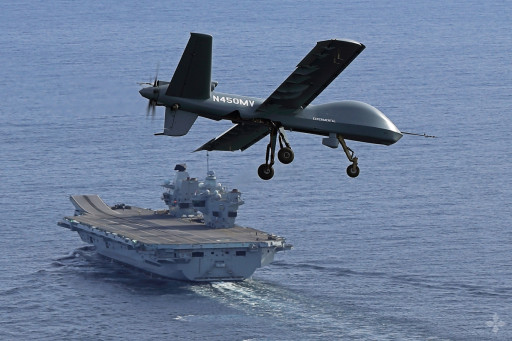 GA-ASI Demonstrates Short Takeoff/Landing of UAS on UK Carrier