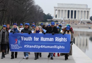 Young advocates at Lincoln Memorial 