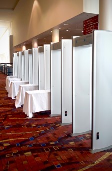 Metal Defender Setting Up Walk Through Metal Detectors For NBA Legengss Brunch.