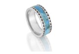 Distinctly Johan Platinum Eternity Band with Turquoise Inlay and Diamonds