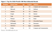 Figure 1: Top 10 of 2024 World’s 500 Most Influential Brands