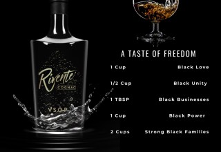 Riventé pays homage to black excellence and carves out its own identity in the spirit world with the sleek design of its all-black bottle.