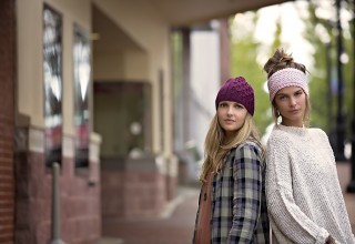 Gathered Knit Winter Hat and Textured Ear Warmer