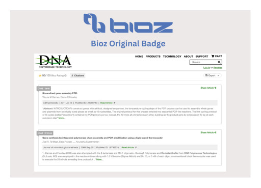 New Partnership: Bioz Helps DNA Polymerase Technology to Boost Research Visibility Through Interactive Citation Badges