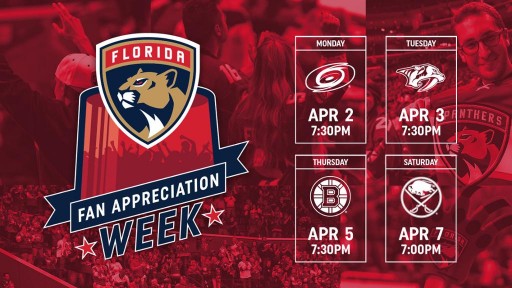 Florida Panthers Announce Fan Appreciation Week Events
