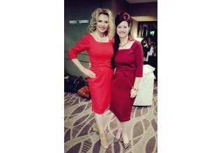 Laura T. Sharpe and Anne Devlin are stylish in their Classiqu' Era dresses