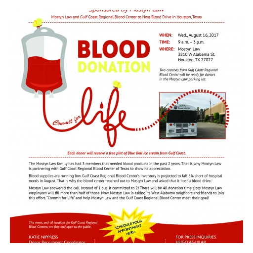 Emergency Blood Drive- Sponsored by Mostyn Law