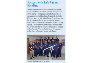 Tampa General Hospital. 2013 update to data that appeared in: Kutash M, Short M, Shea J, Martinez M. The lift team's importance to a successful safe patient handling program. Journal of Nursing Administration. 2009. 39(4): 170-175.