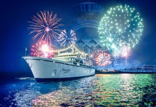 Fireworks illuminate the Freewinds