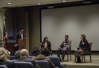 Youth Youth panel discusses freedom of expression moderated by 2016 Human Rights Rising Advocate Justin Jones at International Human Rights Day event at First Amendment Center, Nashville.