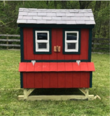 Chicken Coop with hook and loop attaching slate roof