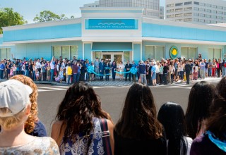 The Clearwater Community Volunteers Center staff and volunteers joined together in cutting the ribbon for the new center, located in Downtown Clearwater.