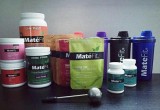 MateFit Vegan Protein Chocolate Slim Blend Smoothie Green Power Assist CLA Smart Burn Pre Workout Booster TeaTox Detox Boost Tea Shaker Bottle Super Goji Blast Shaker Bottle