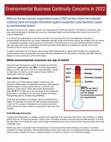 Environmental Business Continuity Concerns In 2022 Report