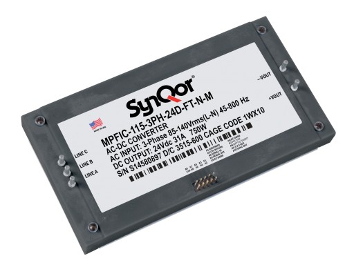 SynQor Releases a Military-Grade Isolated 3-Phase Power Factor Correction Module (MPFIC-115-3PH-Xx-FT)