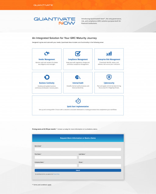 Quantivate Launches GRC Solution Built to Scale With Financial Institutions as They Grow