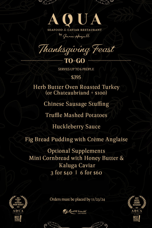 Feast on an Appetizing Thanksgiving Dinner With Aqua Seafood & Caviar Restaurant’s To-Go Menu Special